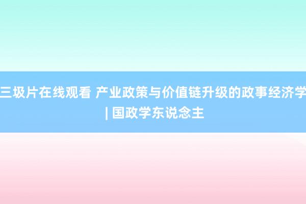 三圾片在线观看 产业政策与价值链升级的政事经济学 | 国政学东说念主