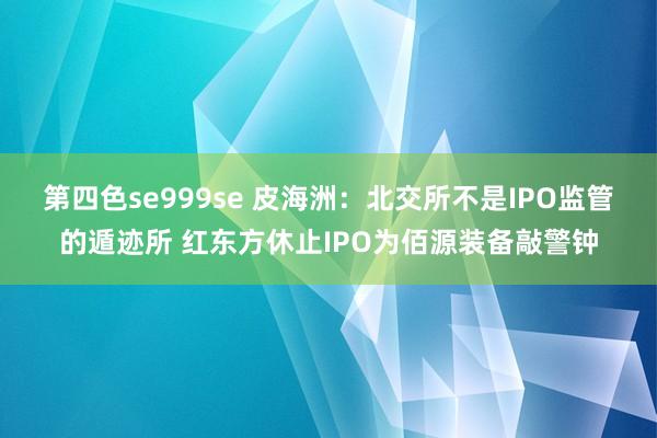 第四色se999se 皮海洲：北交所不是IPO监管的遁迹所 红东方休止IPO为佰源装备敲警钟