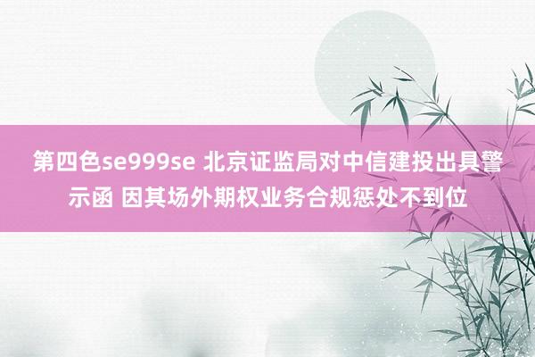 第四色se999se 北京证监局对中信建投出具警示函 因其场外期权业务合规惩处不到位