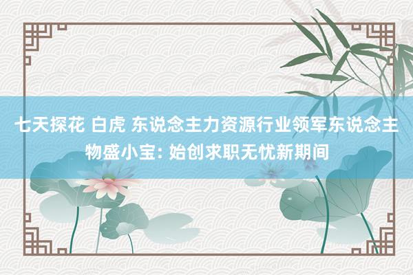 七天探花 白虎 东说念主力资源行业领军东说念主物盛小宝: 始创求职无忧新期间