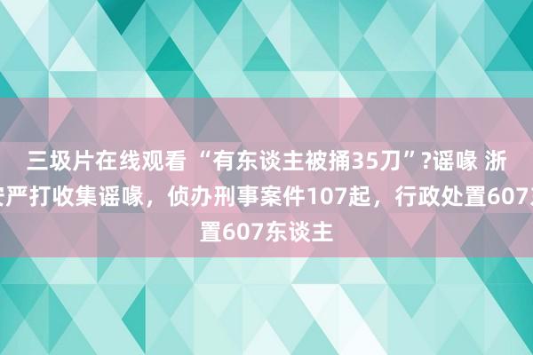 三圾片在线观看 “有东谈主被捅35刀”?谣喙 浙江公安严打收集谣喙，侦办刑事案件107起，行政处置607东谈主