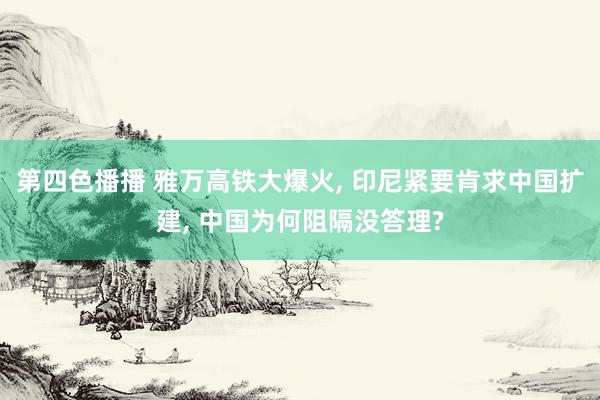 第四色播播 雅万高铁大爆火, 印尼紧要肯求中国扩建, 中国为何阻隔没答理?