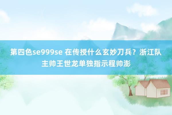 第四色se999se 在传授什么玄妙刀兵？浙江队主帅王世龙单独指示程帅澎