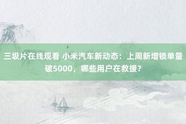 三圾片在线观看 小米汽车新动态：上周新增锁单量破5000，哪些用户在救援？