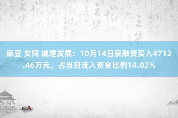 麻豆 女同 城建发展：10月14日获融资买入4712.46万元，占当日流入资金比例14.02%