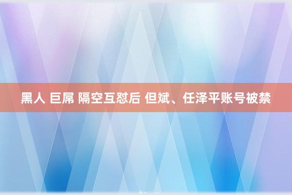 黑人 巨屌 隔空互怼后 但斌、任泽平账号被禁