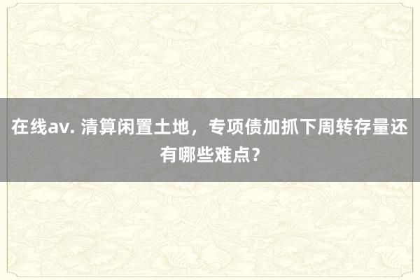 在线av. 清算闲置土地，专项债加抓下周转存量还有哪些难点？