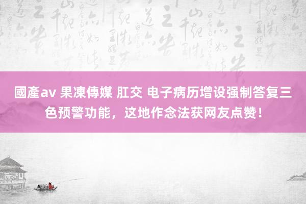 國產av 果凍傳媒 肛交 电子病历增设强制答复三色预警功能，这地作念法获网友点赞！