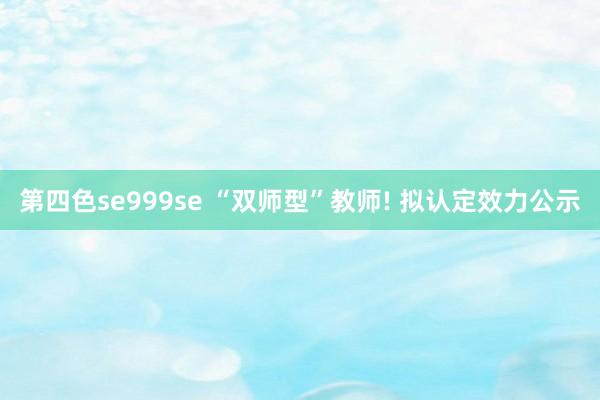 第四色se999se “双师型”教师! 拟认定效力公示