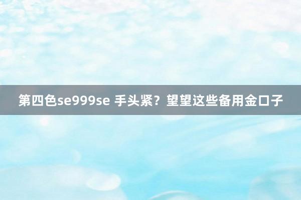 第四色se999se 手头紧？望望这些备用金口子