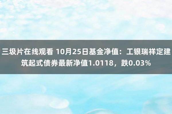 三圾片在线观看 10月25日基金净值：工银瑞祥定建筑起式债券最新净值1.0118，跌0.03%