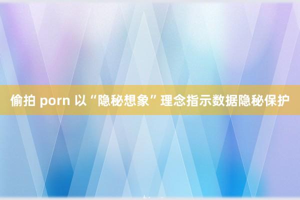 偷拍 porn 以“隐秘想象”理念指示数据隐秘保护