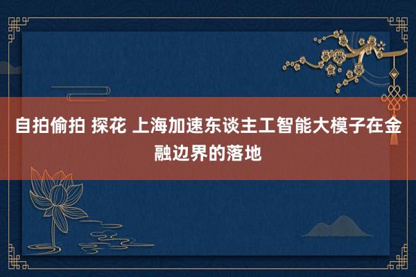 自拍偷拍 探花 上海加速东谈主工智能大模子在金融边界的落地